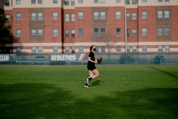 Audrey Mann, a high school senior in New Orleans, at softball practice last Thursday. “I need to exercise and get out,” she said. “It’s the only way I’m social over this past year.”